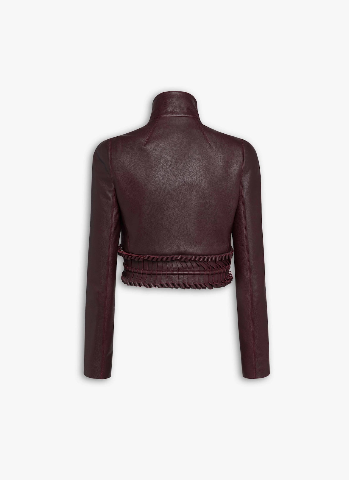 LAMBSKIN TRIMMED JACKET ALAÏA PLUM LAMBSKIN TRIMMED JACKET
